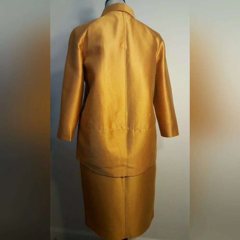 $1,990 OSCAR DE LA RENTA AVANT GARDE GOLD SILK LINED RUNW SKIRT US 8 - Picture 9 of 13